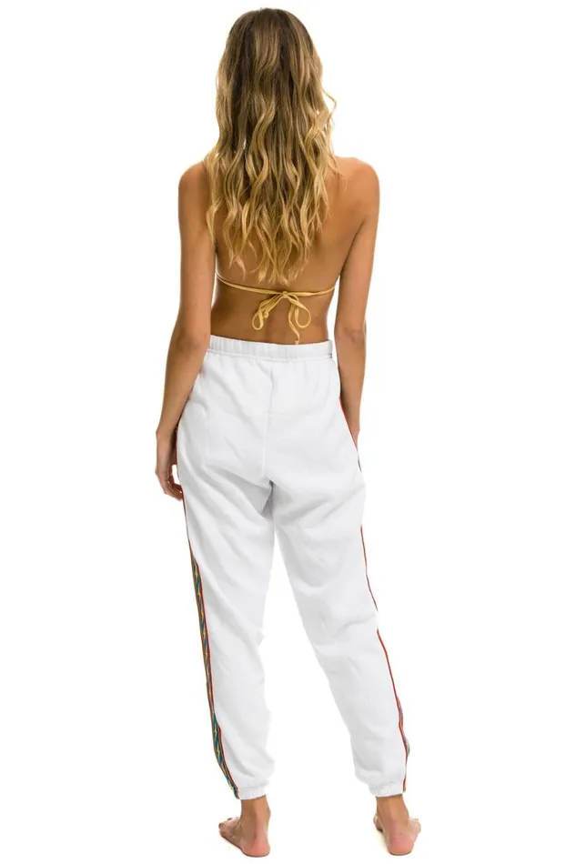 Bolt Stripe Sweatpants 8211 White Women Aviator Nation Sweatpants