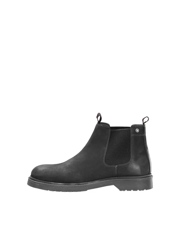 Boots JACK and JONES Mens LEATHER BOOTS Black Pirate Black Gift for Friend