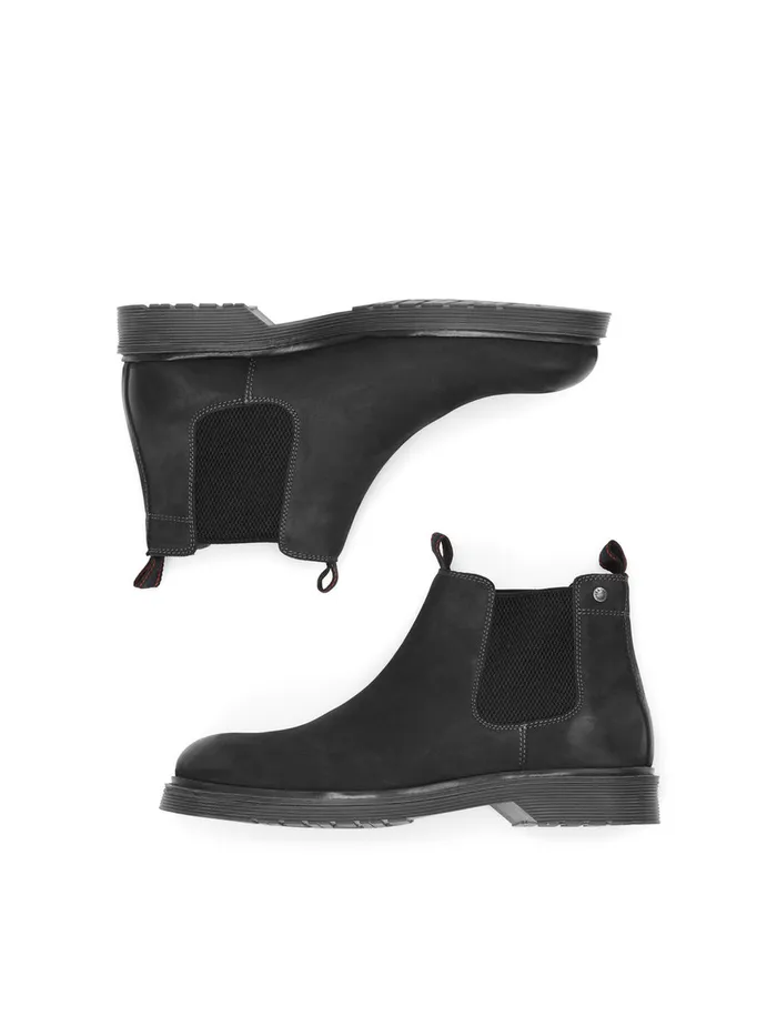 Boots JACK and JONES Mens LEATHER BOOTS Black Pirate Black Gift for Friend