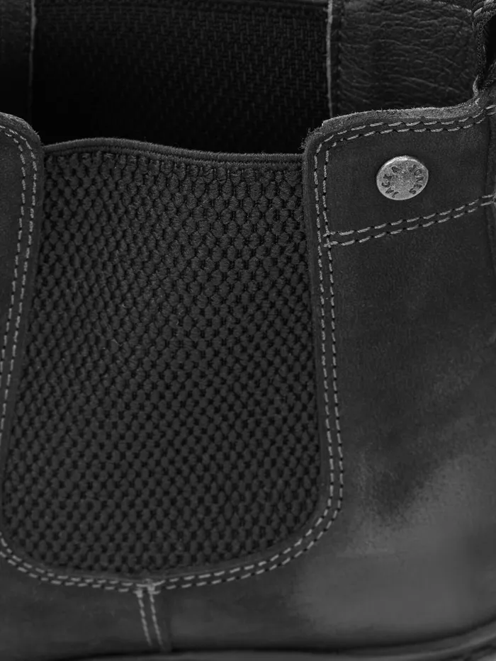 Boots JACK and JONES Mens LEATHER BOOTS Black Pirate Black Gift for Friend