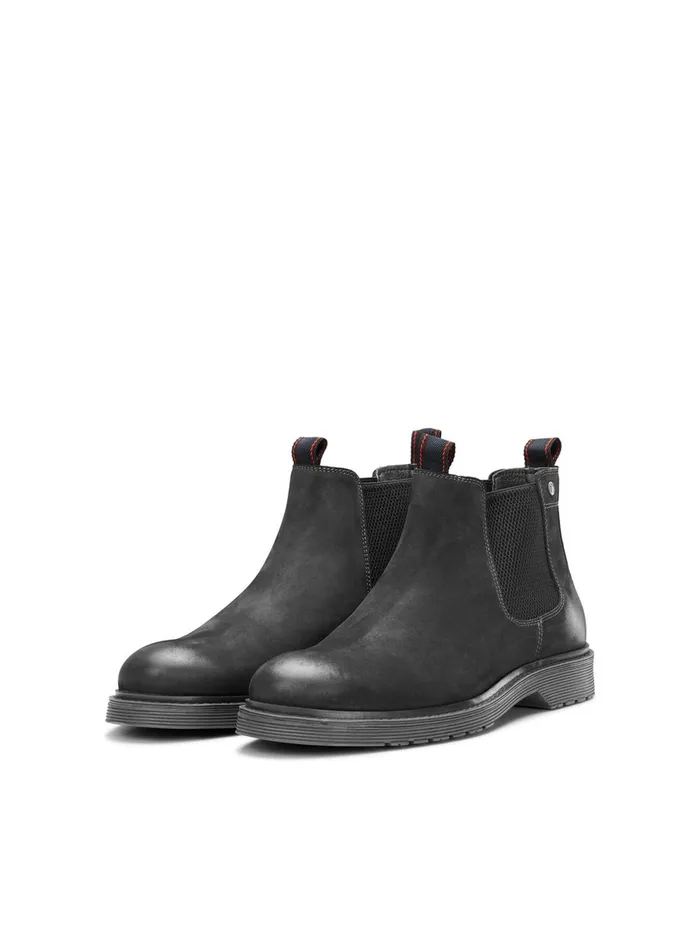 Boots JACK and JONES Mens LEATHER BOOTS Black Pirate Black Gift for Friend