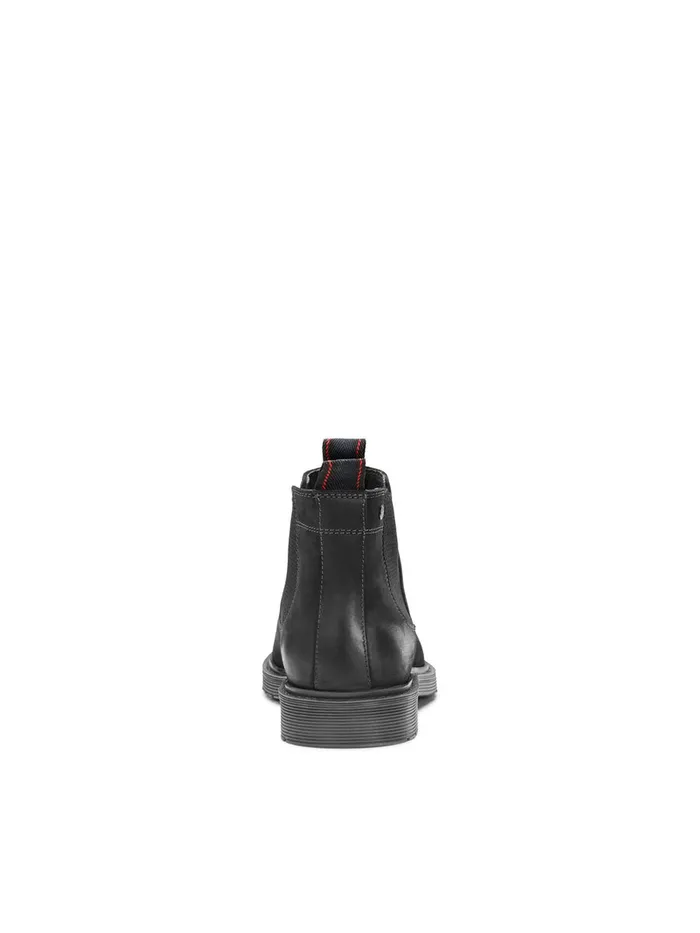 Boots JACK and JONES Mens LEATHER BOOTS Black Pirate Black Gift for Friend