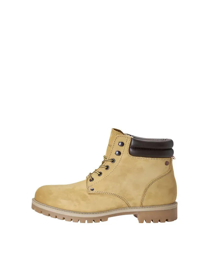 Boots JACK and JONES Mens NUBUCK LEATHER BOOTS Brown Honey On Sale