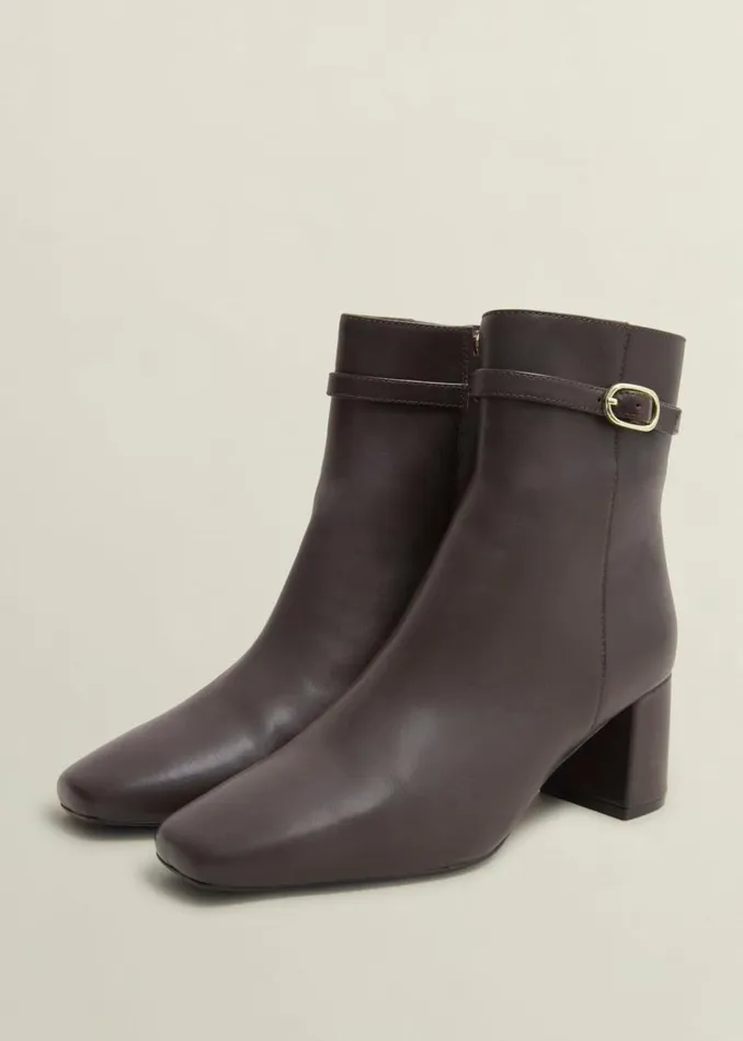 Boots Women HOBBS Gabriella Leather Ankle Boots Chocolate Brown