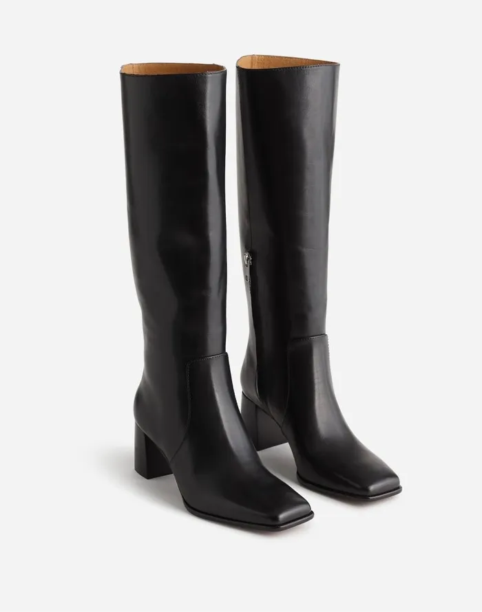 Boots Women Madewell The Zane KneeHigh Boot In Leather True Black