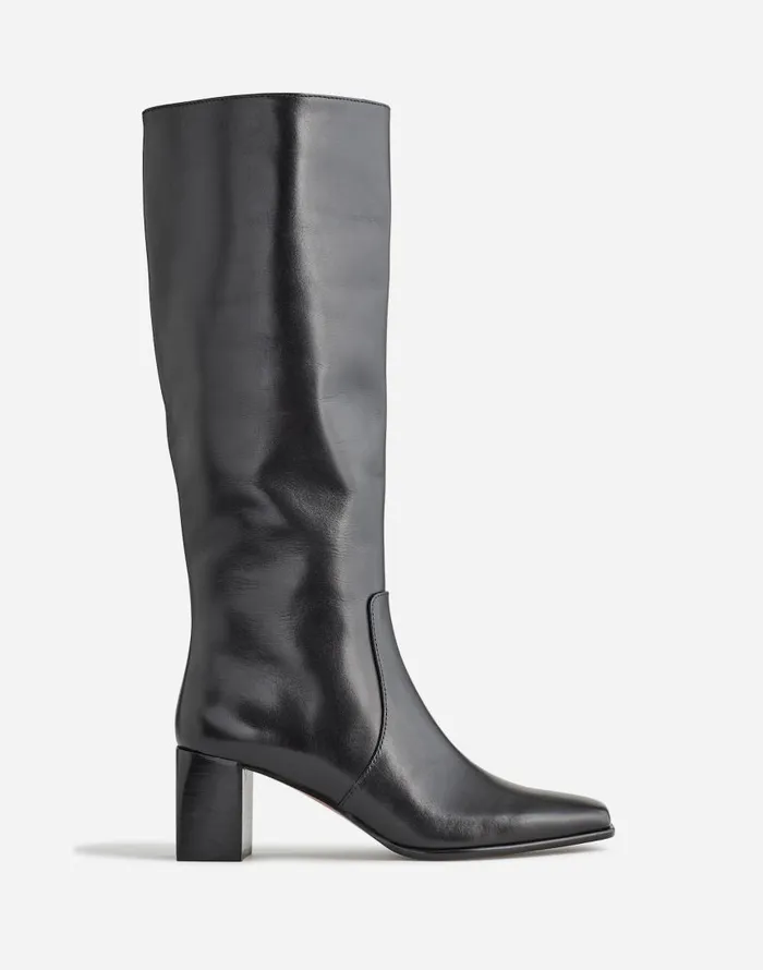Boots Women Madewell The Zane KneeHigh Boot In Leather True Black