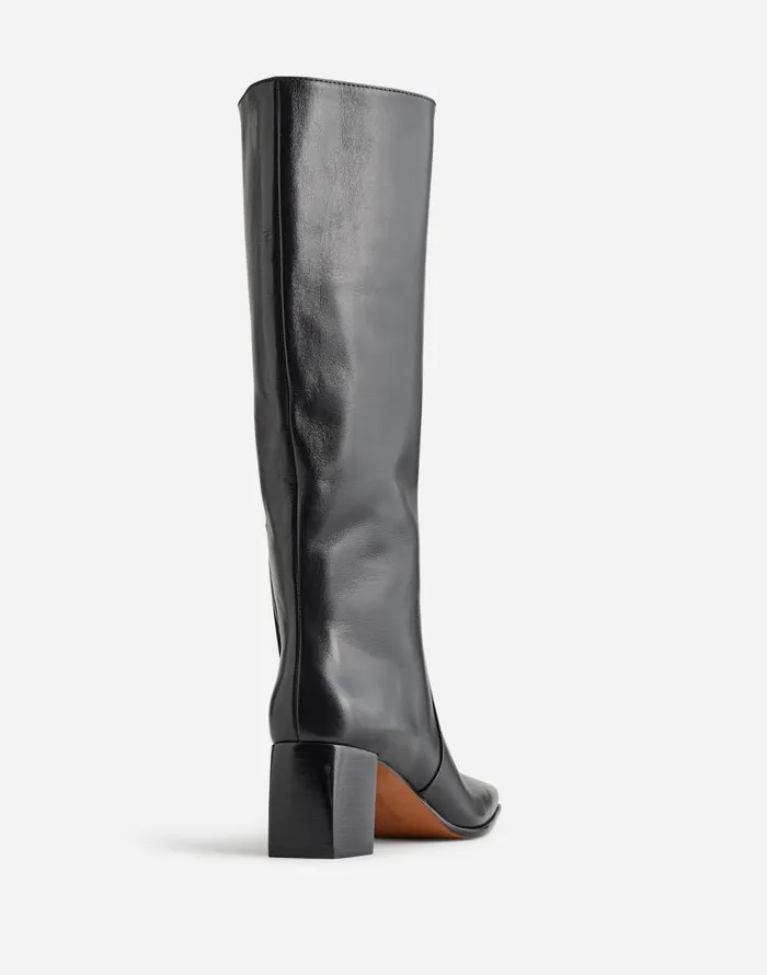 Boots Women Madewell The Zane KneeHigh Boot In Leather True Black