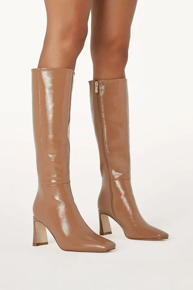 Boots Yasmeen Knee High Boot Toffee Crinkle Patent Petal and Pup Women