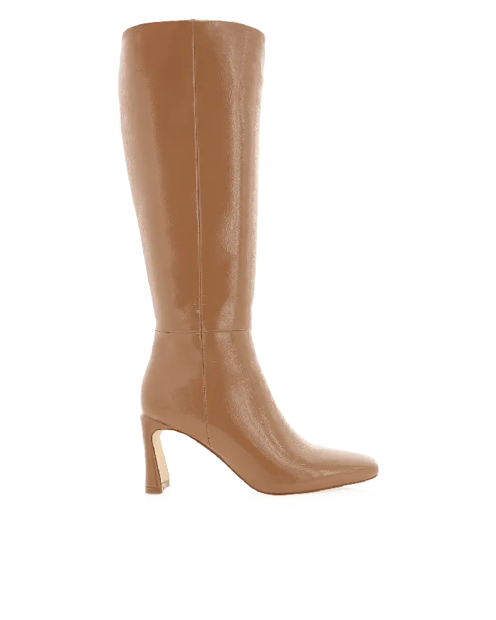 Boots Yasmeen Knee High Boot Toffee Crinkle Patent Petal and Pup Women