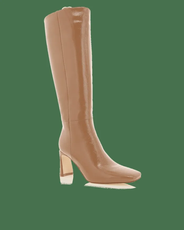 Boots Yasmeen Knee High Boot Toffee Crinkle Patent Petal and Pup Women
