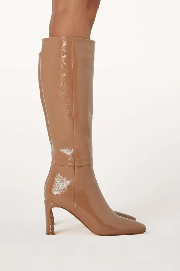 Boots Yasmeen Knee High Boot Toffee Crinkle Patent Petal and Pup Women