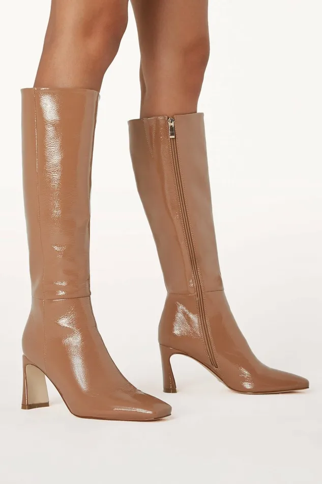 Boots Yasmeen Knee High Boot Toffee Crinkle Patent Petal and Pup Women