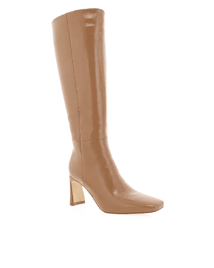 Boots Yasmeen Knee High Boot Toffee Crinkle Patent Petal and Pup Women