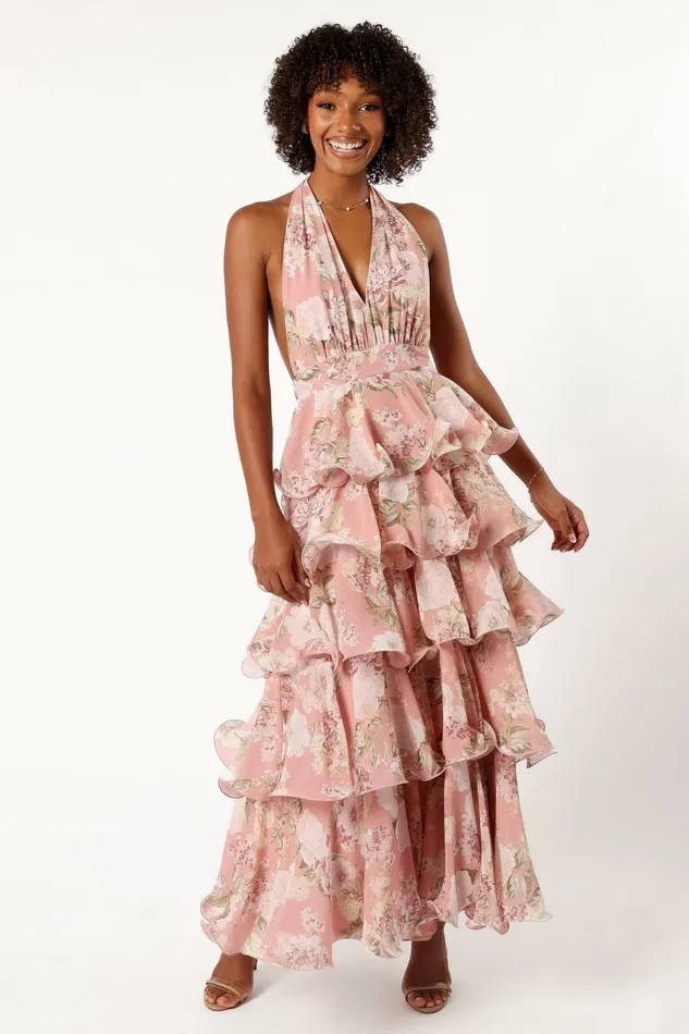 Bouquet Halterneck Maxi Dress Pink Women Floral Dresses Petal and Pup