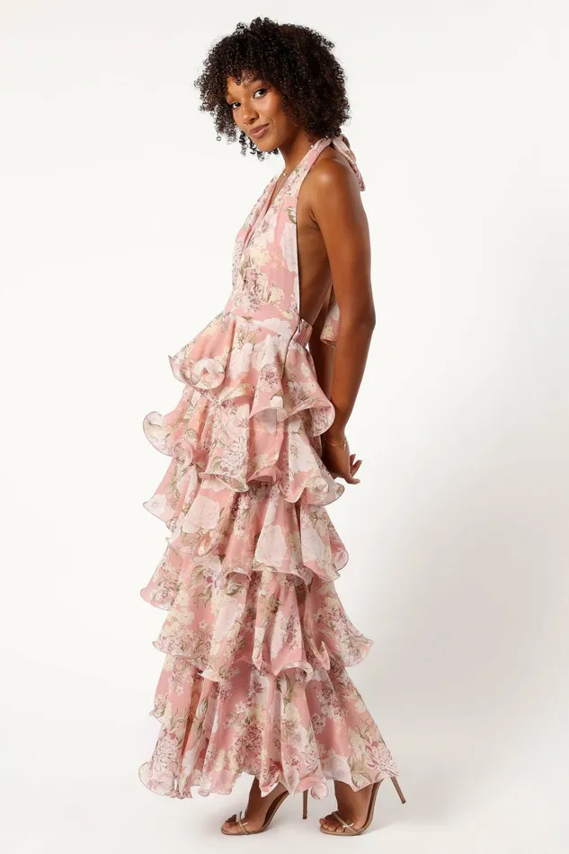 Bouquet Halterneck Maxi Dress Pink Women Floral Dresses Petal and Pup