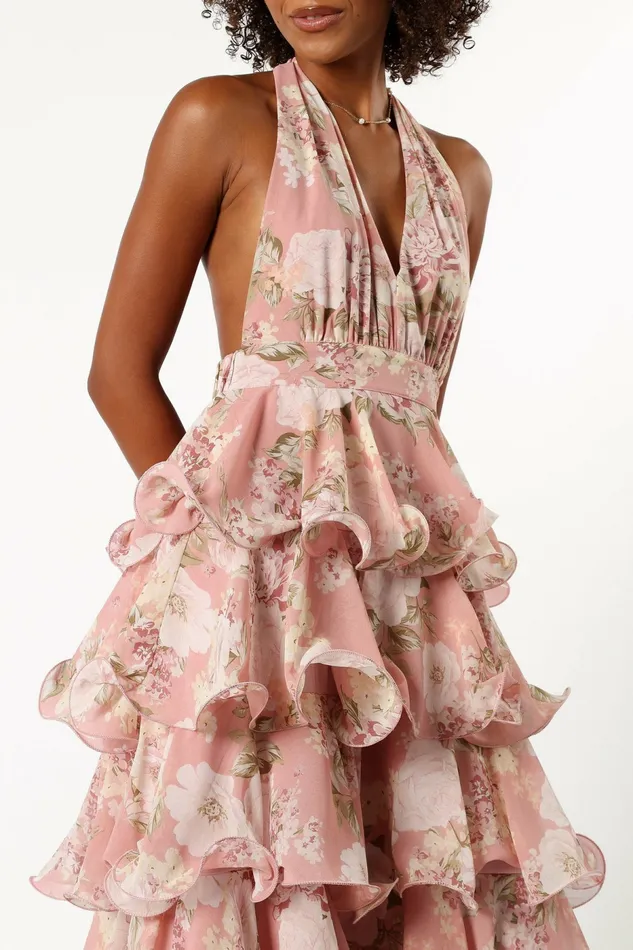 Bouquet Halterneck Maxi Dress Pink Women Floral Dresses Petal and Pup