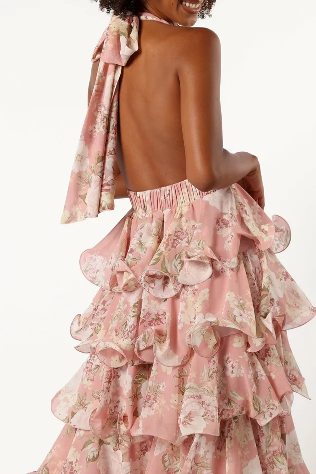 Bouquet Halterneck Maxi Dress Pink Women Floral Dresses Petal and Pup