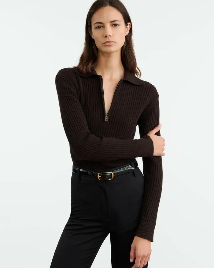 BRAXTON SWEATER Dark Brown Women Nili Lotan Knits and Sweaters