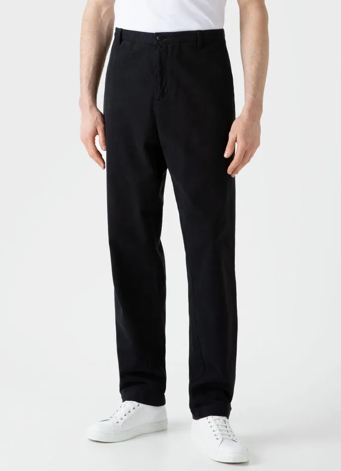 Brushed Cotton Chore Trouser Black Men SUNSPEL Pants