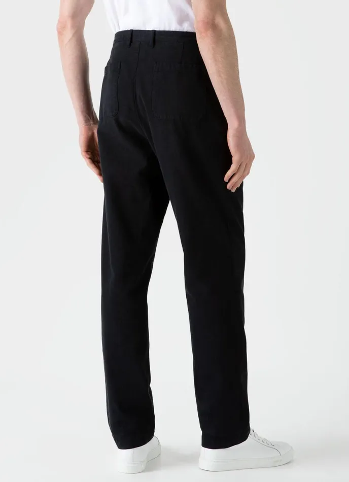 Brushed Cotton Chore Trouser Black Men SUNSPEL Pants