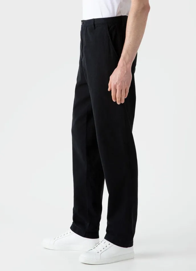 Brushed Cotton Chore Trouser Black Men SUNSPEL Pants