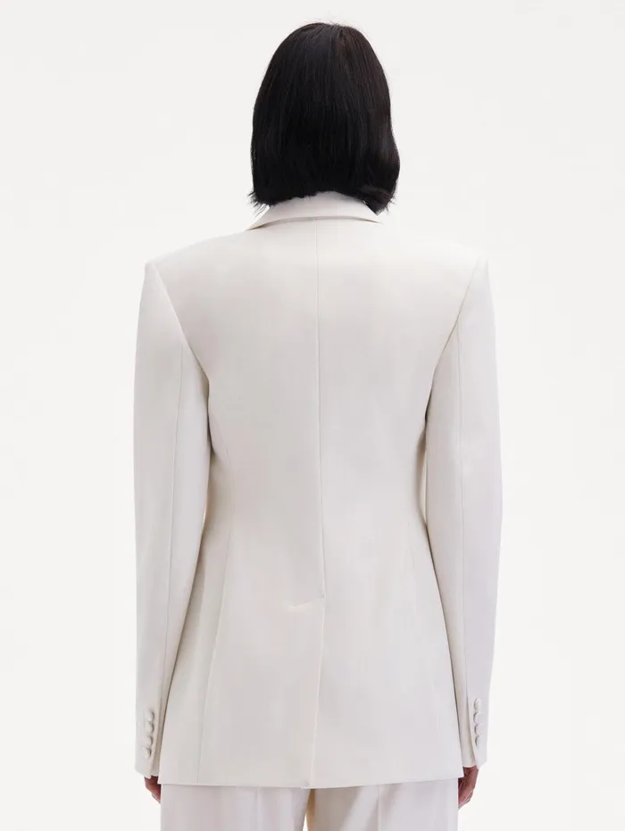 Button Detail SingleBreasted Blazer Ivory Women Oscar De La Renta Jackets and Coats Button Detail SingleBreasted Blazer Ivory Women Oscar De La Renta Jackets and Coats