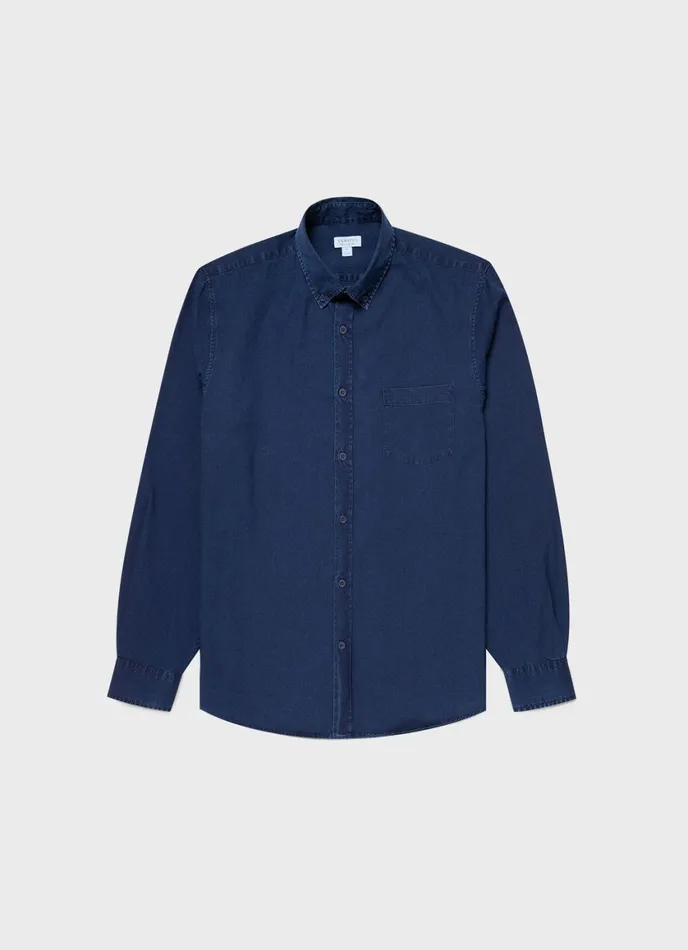 Button Down Denim Shirt Indigo Men SUNSPEL Shirts
