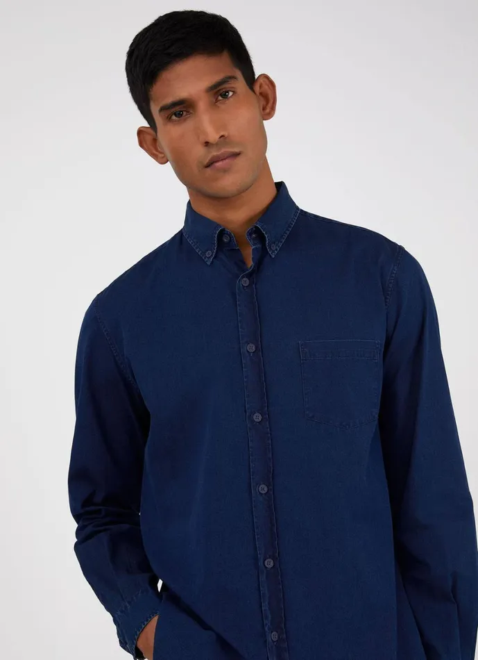 Button Down Denim Shirt Indigo Men SUNSPEL Shirts