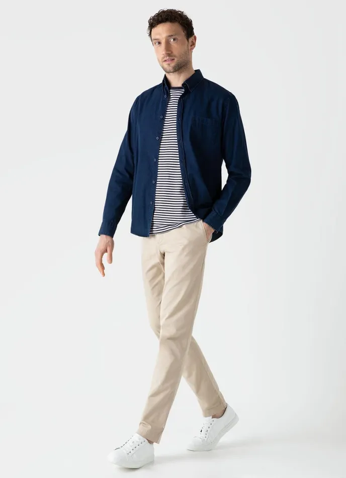 Button Down Denim Shirt Indigo Men SUNSPEL Shirts