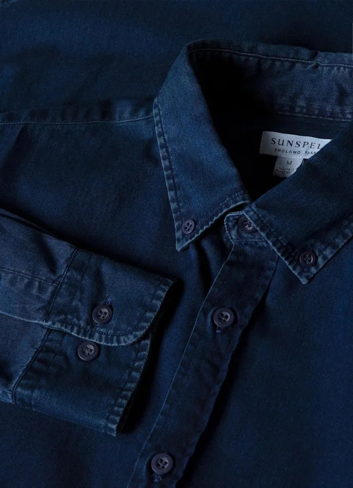 Button Down Denim Shirt Indigo Men SUNSPEL Shirts