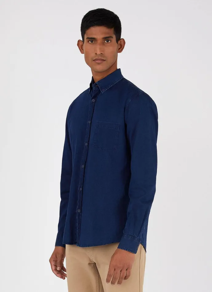 Button Down Denim Shirt Indigo Men SUNSPEL Shirts
