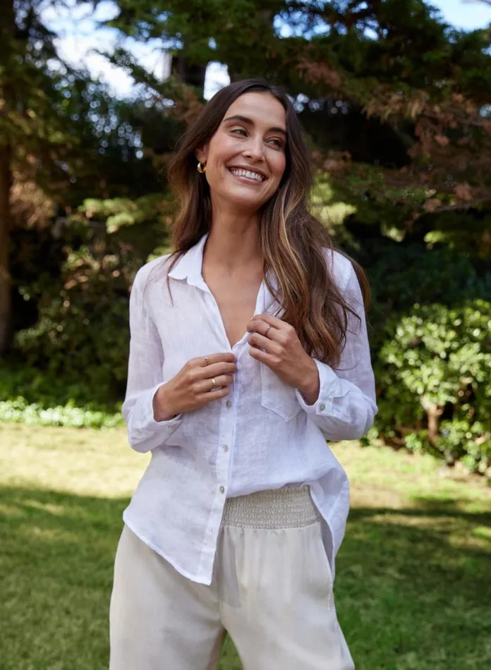 Button Down Women Bella Dahl Linen Pocket Button Down 8211 White