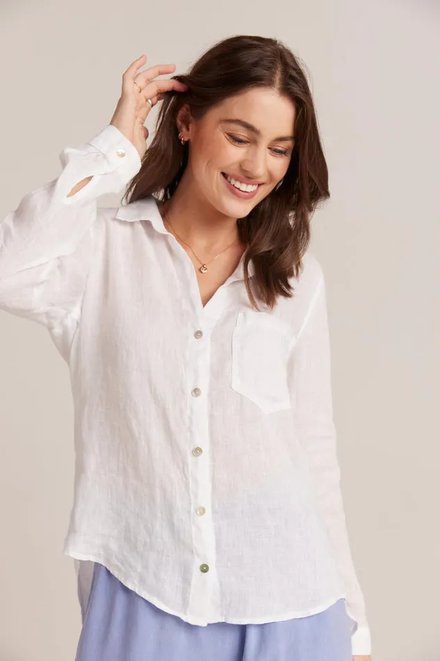 Button Down Women Bella Dahl Linen Pocket Button Down 8211 White