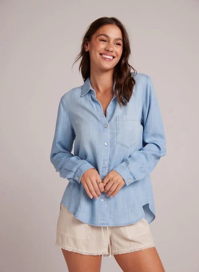 Button Down Women Bella Dahl Pocket Button Down 8211 Caribbean Wash