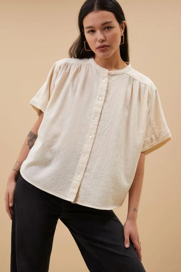 ByBar Blouses Vrouwelijk Alex Rib Blouse Off White