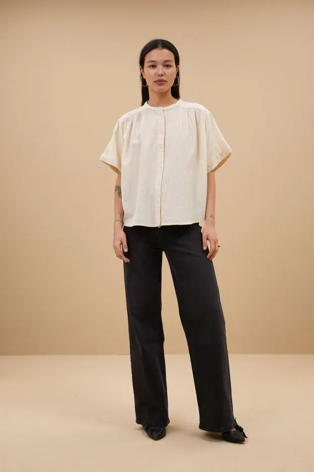 ByBar Blouses Vrouwelijk Alex Rib Blouse Off White ByBar Blouses Vrouwelijk Alex Rib Blouse Off White