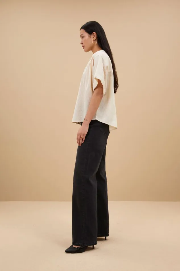 ByBar Blouses Vrouwelijk Alex Rib Blouse Off White ByBar Blouses Vrouwelijk Alex Rib Blouse Off White