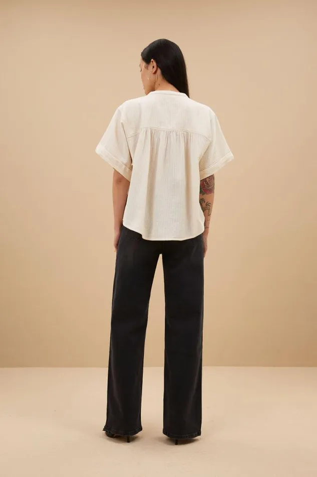 ByBar Blouses Vrouwelijk Alex Rib Blouse Off White ByBar Blouses Vrouwelijk Alex Rib Blouse Off White