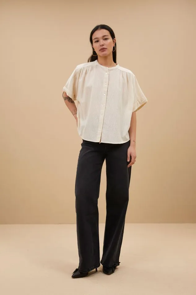 ByBar Blouses Vrouwelijk Alex Rib Blouse Off White ByBar Blouses Vrouwelijk Alex Rib Blouse Off White
