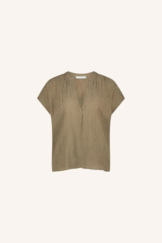 ByBar Blouses Vrouwelijk Amie Lurex Blouse Gold ByBar Blouses Vrouwelijk Amie Lurex Blouse Gold