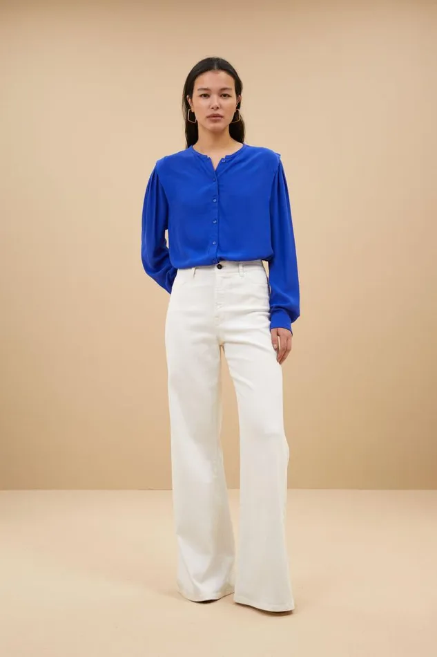 ByBar Blouses Vrouwelijk Erin Viscose Blouse Galaxy Blue