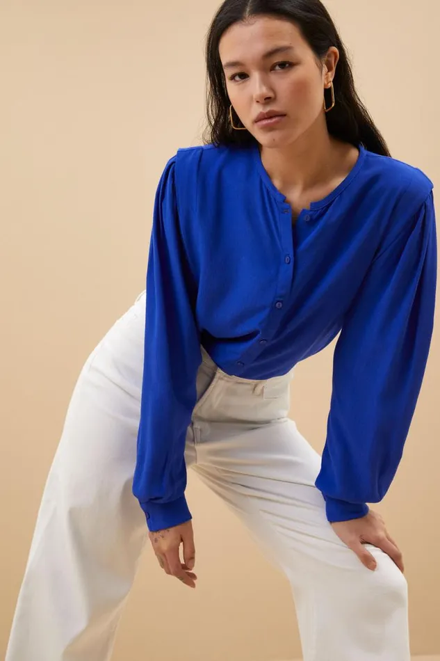 ByBar Blouses Vrouwelijk Erin Viscose Blouse Galaxy Blue ByBar Blouses Vrouwelijk Erin Viscose Blouse Galaxy Blue