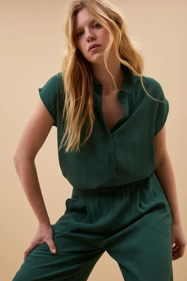 ByBar Blouses Vrouwelijk Kiek Viscose Top Deep Green ByBar Blouses Vrouwelijk Kiek Viscose Top Deep Green