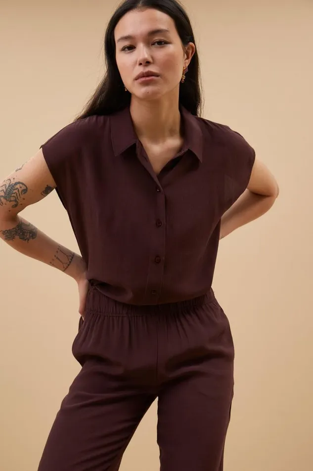 ByBar Blouses Vrouwelijk Kiek Viscose Top Pecan ByBar Blouses Vrouwelijk Kiek Viscose Top Pecan