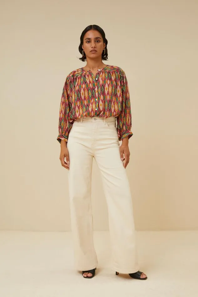ByBar Blouses Vrouwelijk Lucy Summer Ikat Blouse Summer Ikat Print
