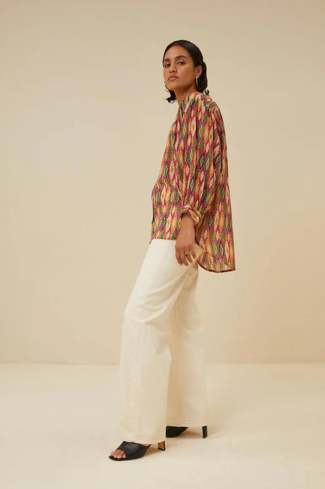 ByBar Blouses Vrouwelijk Lucy Summer Ikat Blouse Summer Ikat Print ByBar Blouses Vrouwelijk Lucy Summer Ikat Blouse Summer Ikat Print