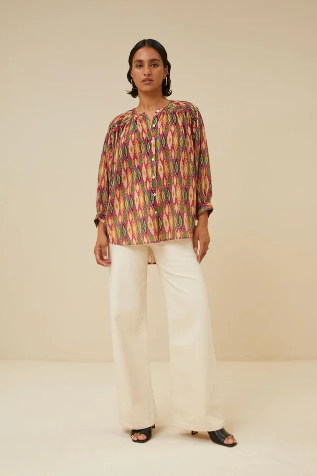 ByBar Blouses Vrouwelijk Lucy Summer Ikat Blouse Summer Ikat Print ByBar Blouses Vrouwelijk Lucy Summer Ikat Blouse Summer Ikat Print
