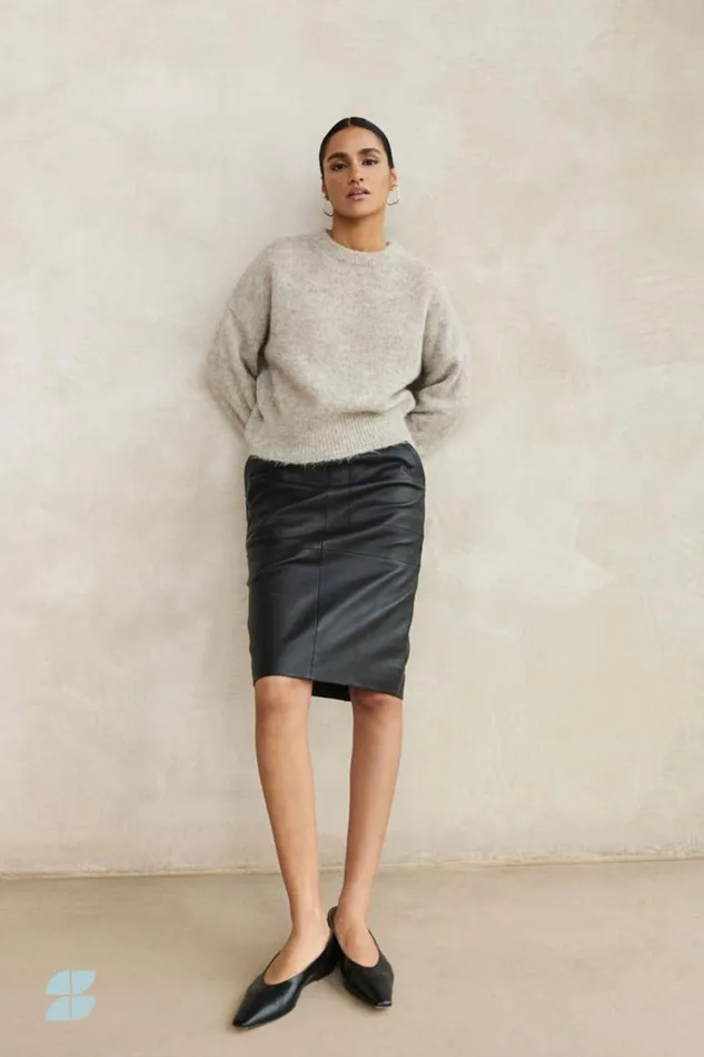 ByBar Broeken Vrouwelijk Basic Leather Skirt Black