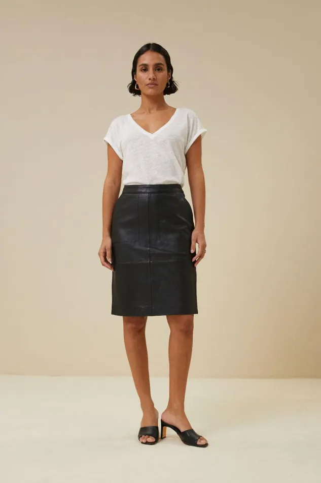 ByBar Broeken Vrouwelijk Basic Leather Skirt Black ByBar Broeken Vrouwelijk Basic Leather Skirt Black