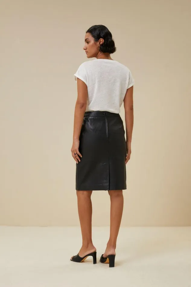 ByBar Broeken Vrouwelijk Basic Leather Skirt Black ByBar Broeken Vrouwelijk Basic Leather Skirt Black